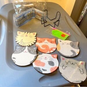 Diamond art cat coaster kit